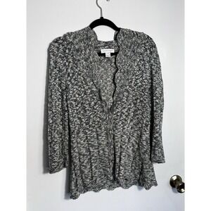 Christopher & Banks Women's M Blue White Knit Button Front Cardigan Sweater Top